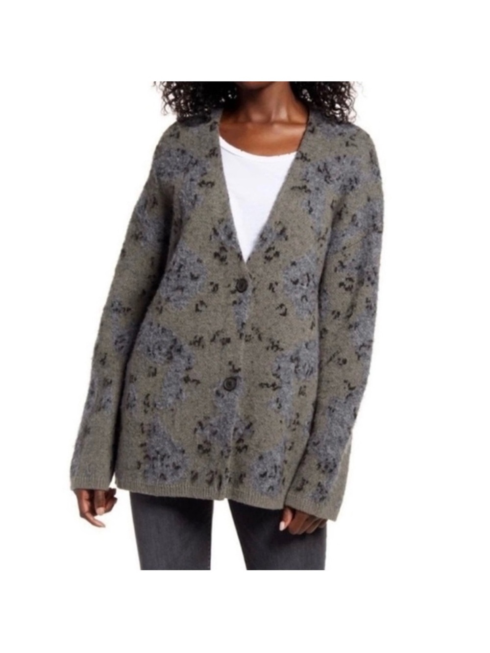 Allsaints lambs wool blend sweater cardigan medium